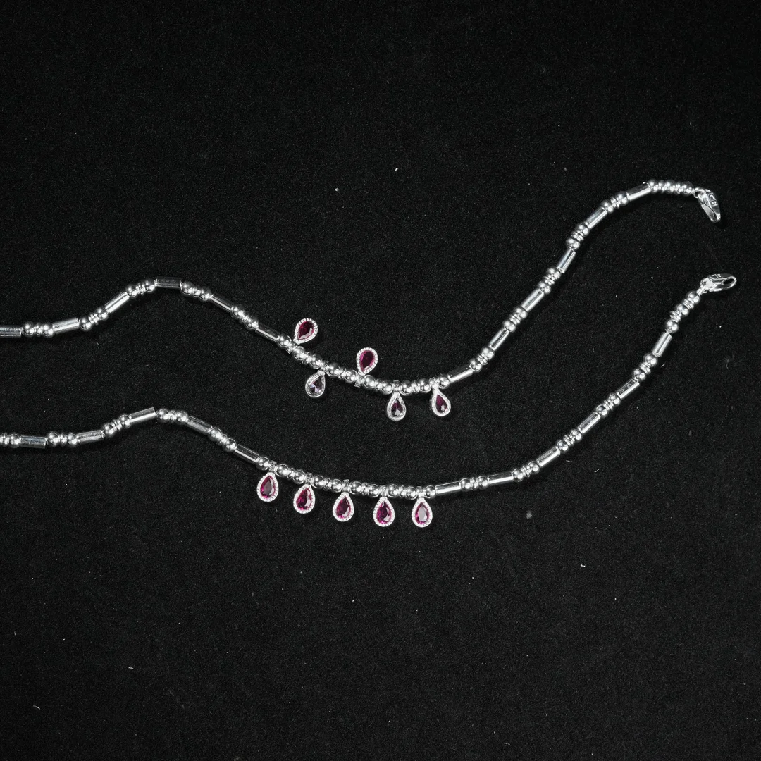 Purple& white Design Anklet