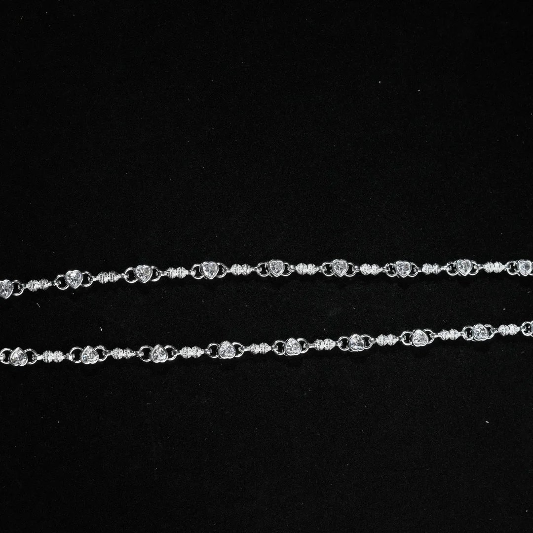 White Heart Stone Anklet