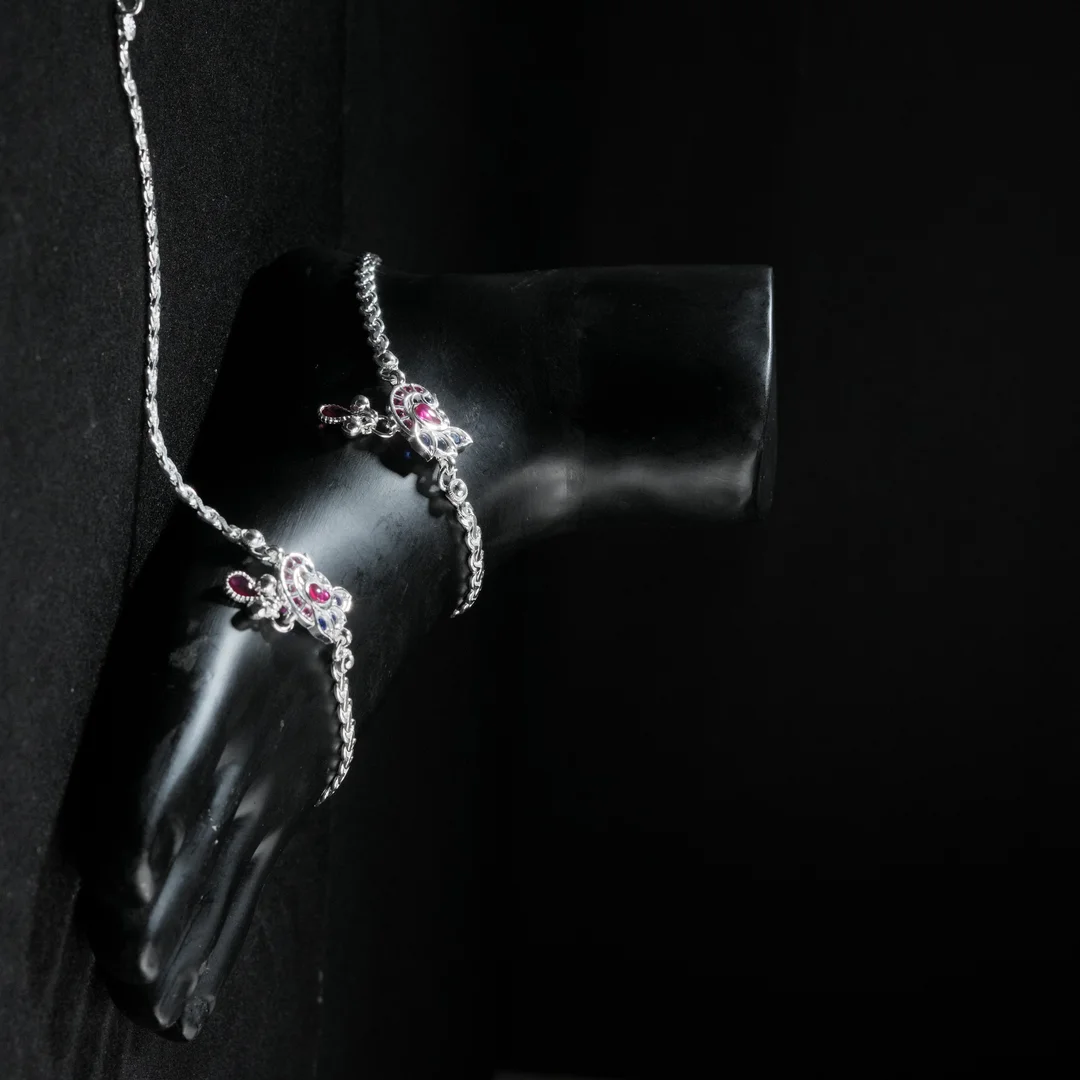 Pink Peacock Design Anklet