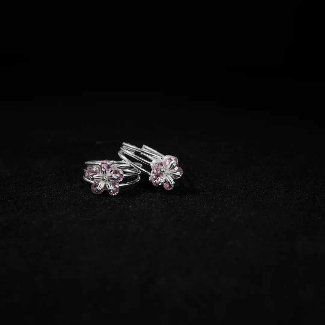 Purple Flower Stone Toe Ring