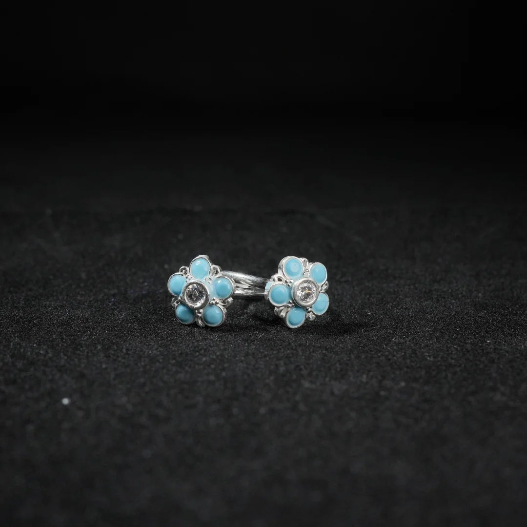 Blue and White Stone Toe Ring