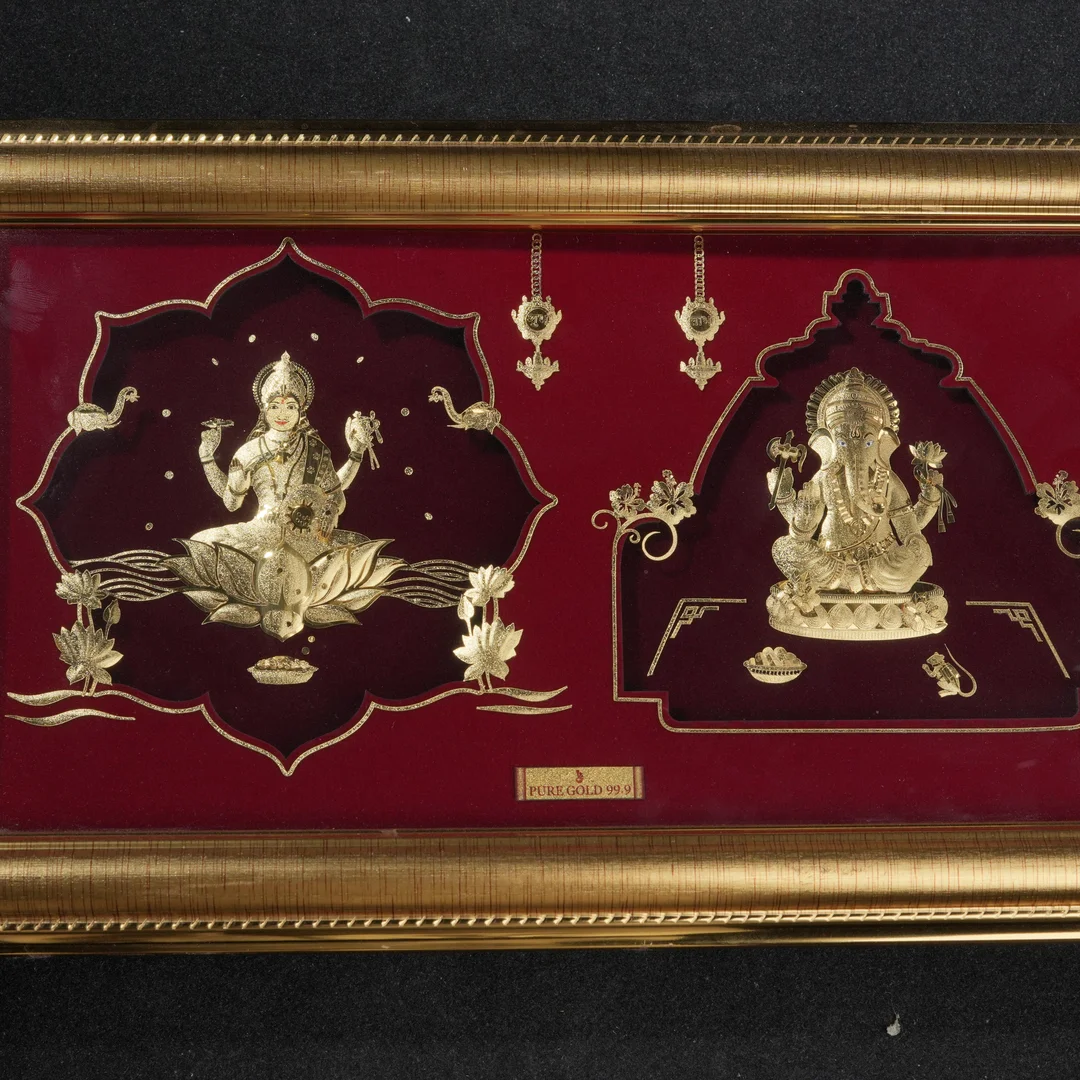 Lakshmi & Ganesha 999 Gold Frame