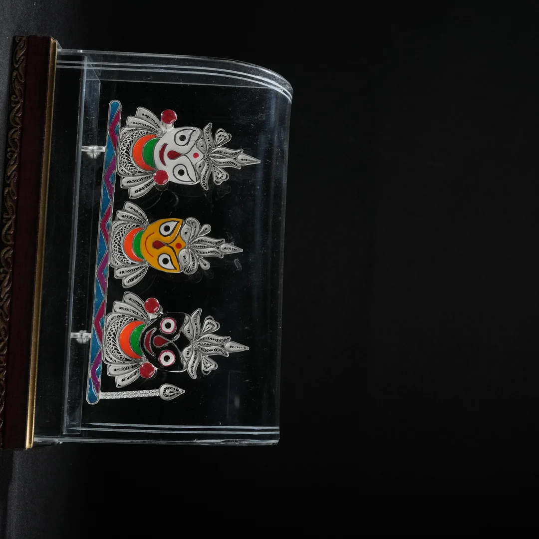 Orange & Green Colour Jagannath Trio Showcase Design Gift Item